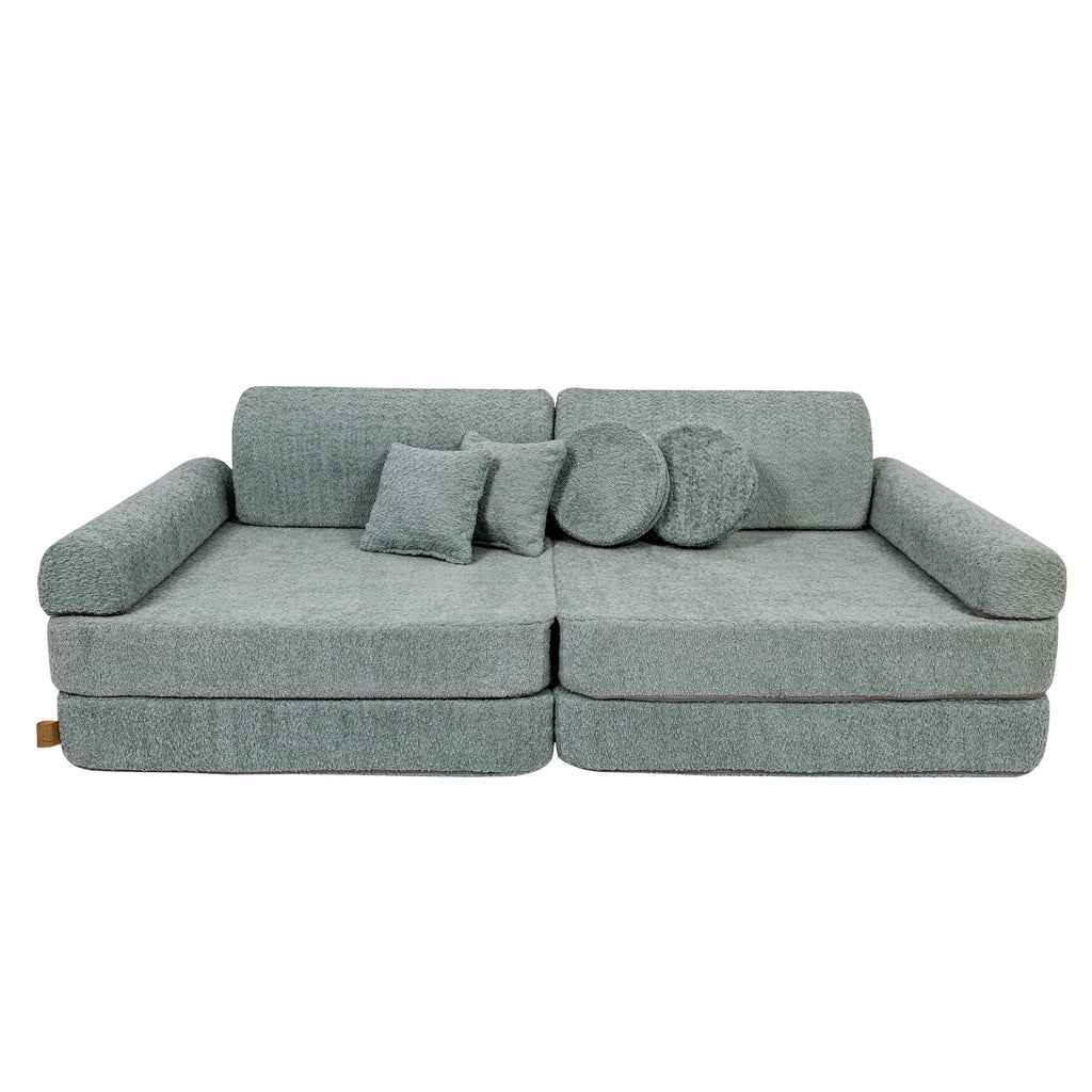 Didelė modulinė sofa vaikams „Premium Boucle“, gaivios mėtų spalvos