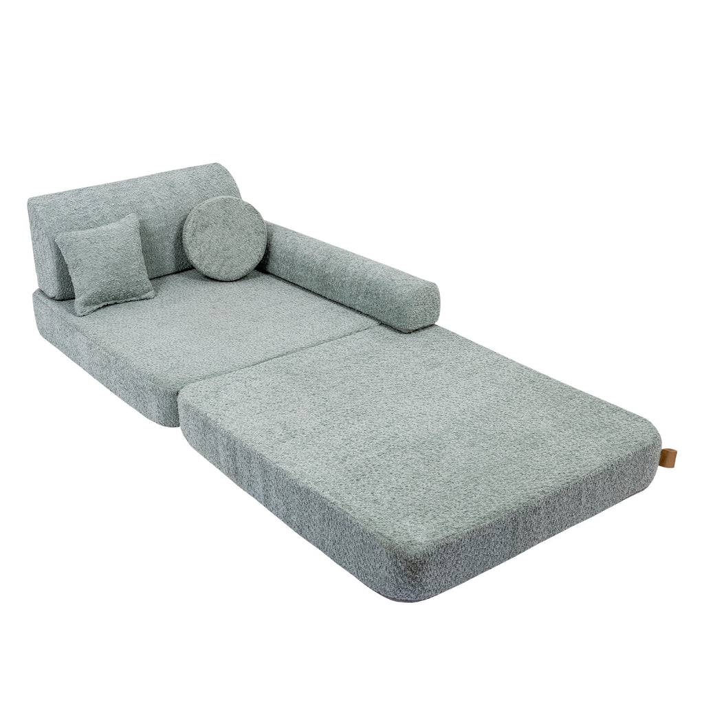 Didelė modulinė sofa vaikams „Premium Boucle“, gaivios mėtų spalvos