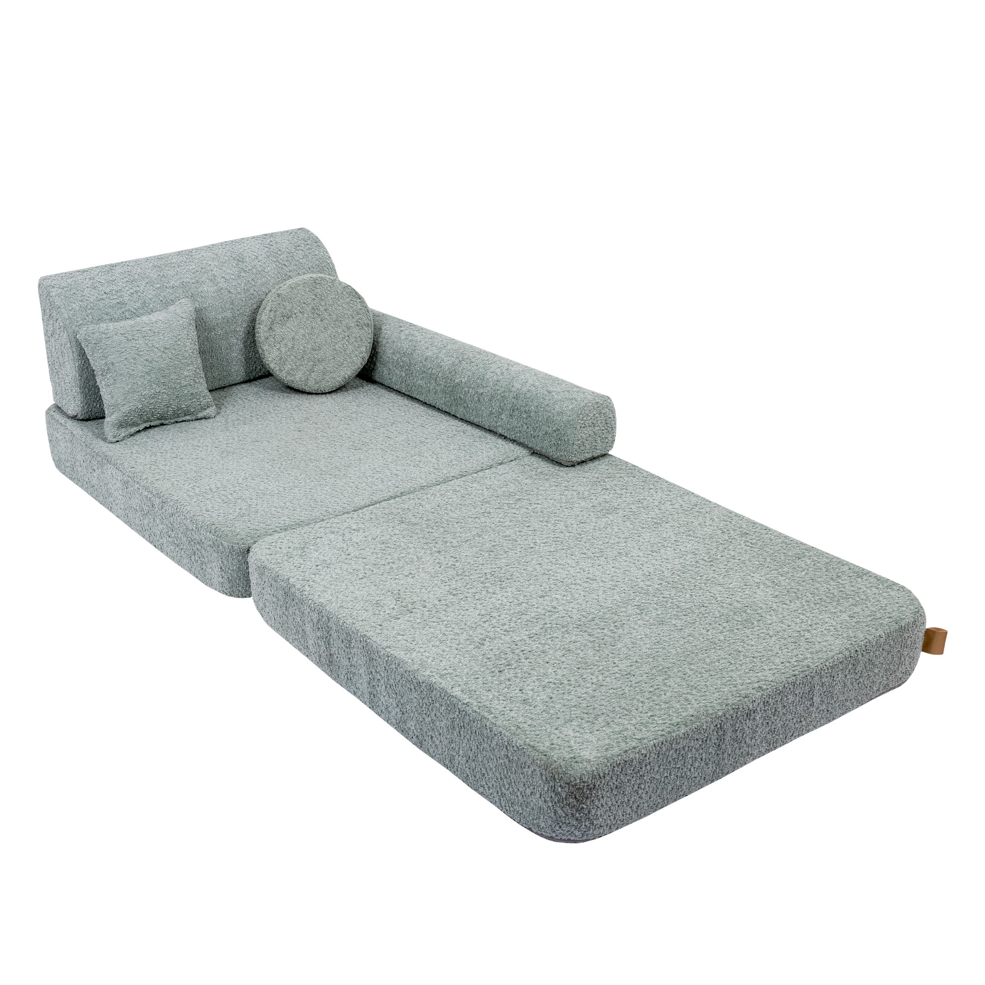 Didelė modulinė sofa vaikams „Premium Boucle“, gaivios mėtų spalvos