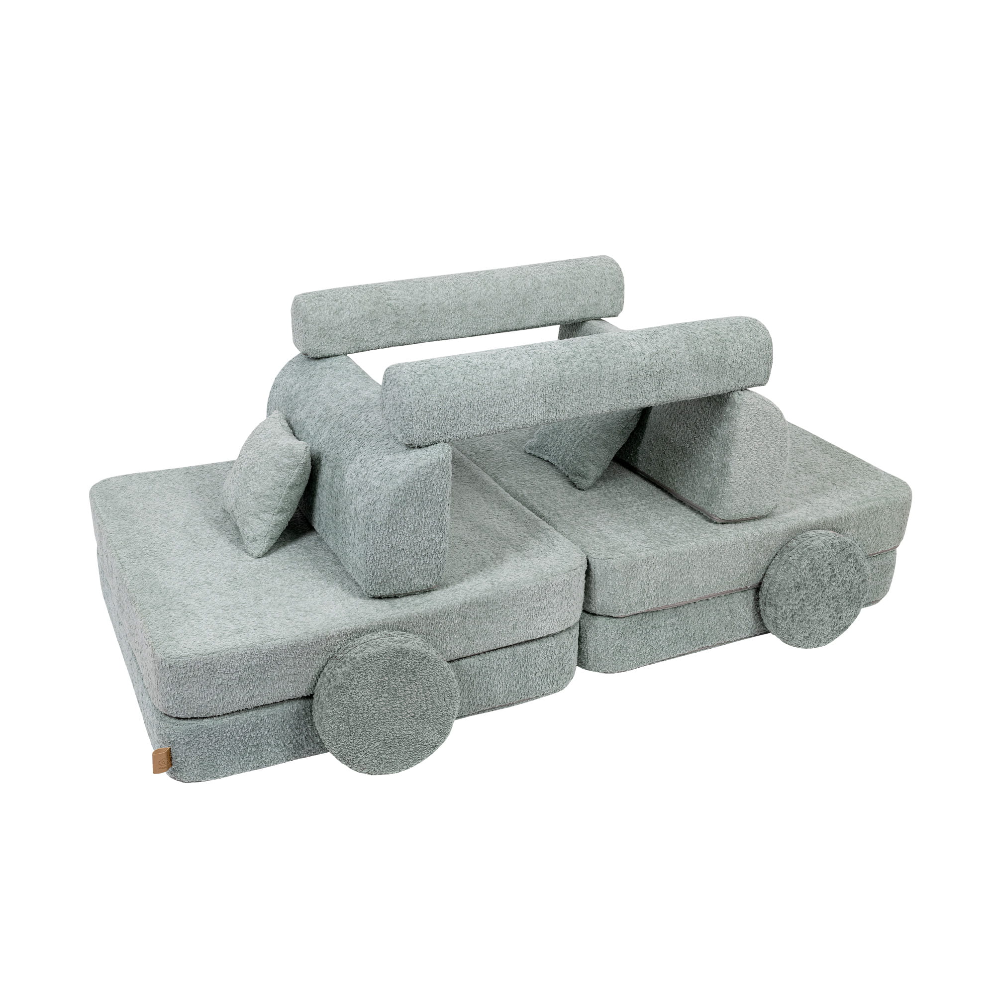 Didelė modulinė sofa vaikams „Premium Boucle“, gaivios mėtų spalvos