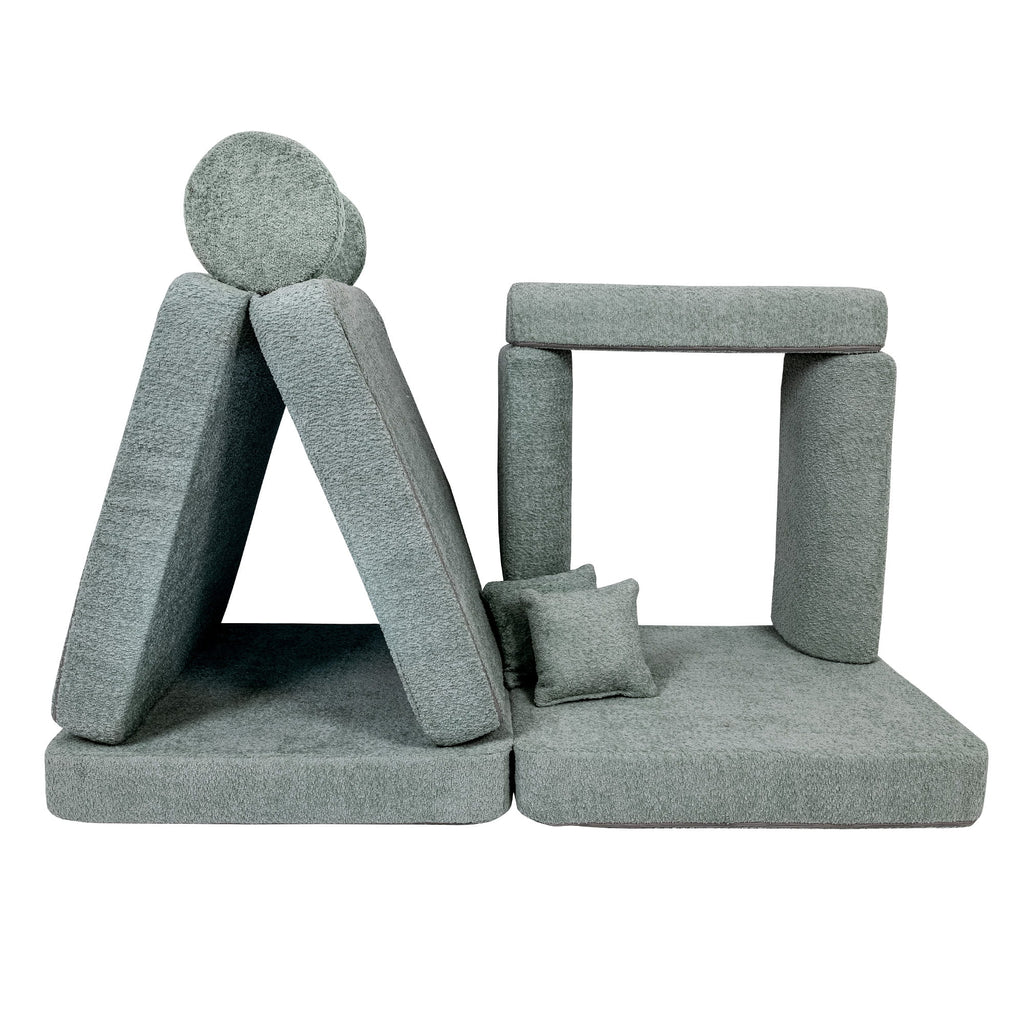 Didelė modulinė sofa vaikams „Premium Boucle“, gaivios mėtų spalvos