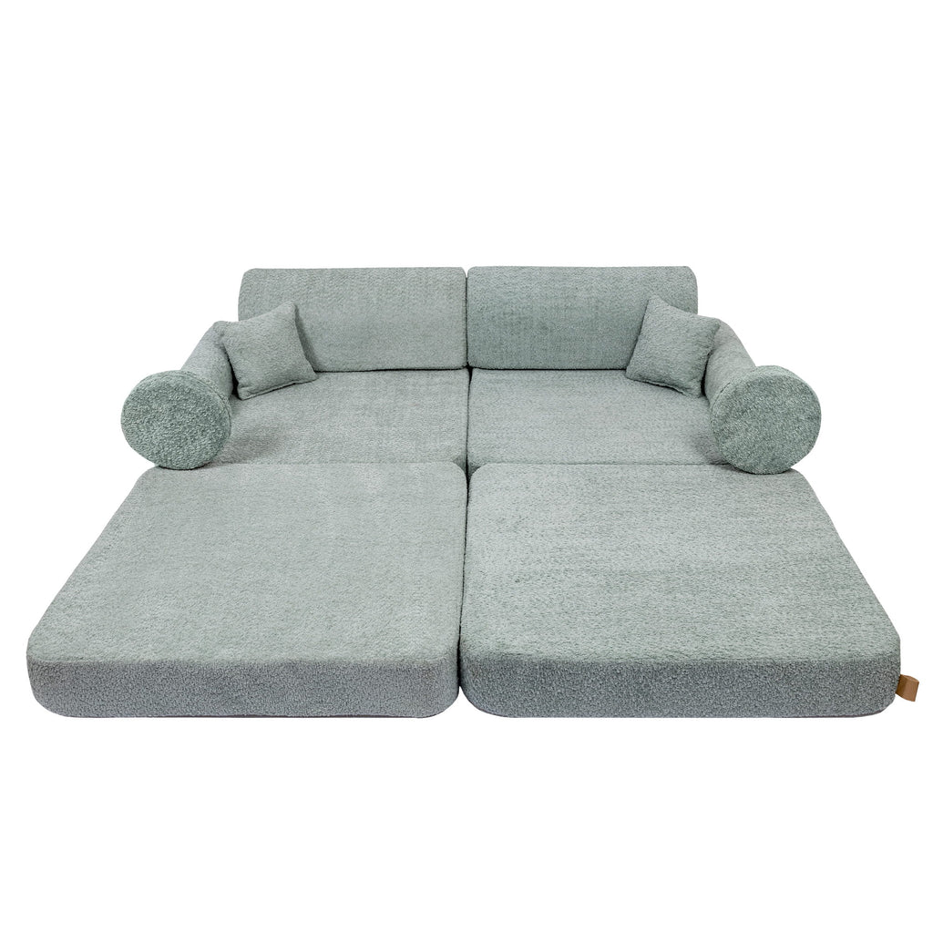 Didelė modulinė sofa vaikams „Premium Boucle“, gaivios mėtų spalvos