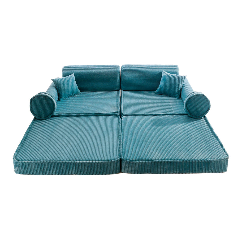 Didelė modulinė sofa vaikams „Premium Corduroy“, turkio spalvos