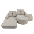 Vidutinė modulinė sofa vaikams, estetinio dizaino, ekru spalvos, papildytos komplektacijos