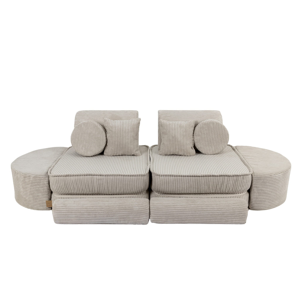 Vidutinė modulinė sofa vaikams, estetinio dizaino, ekru spalvos, papildytos komplektacijos