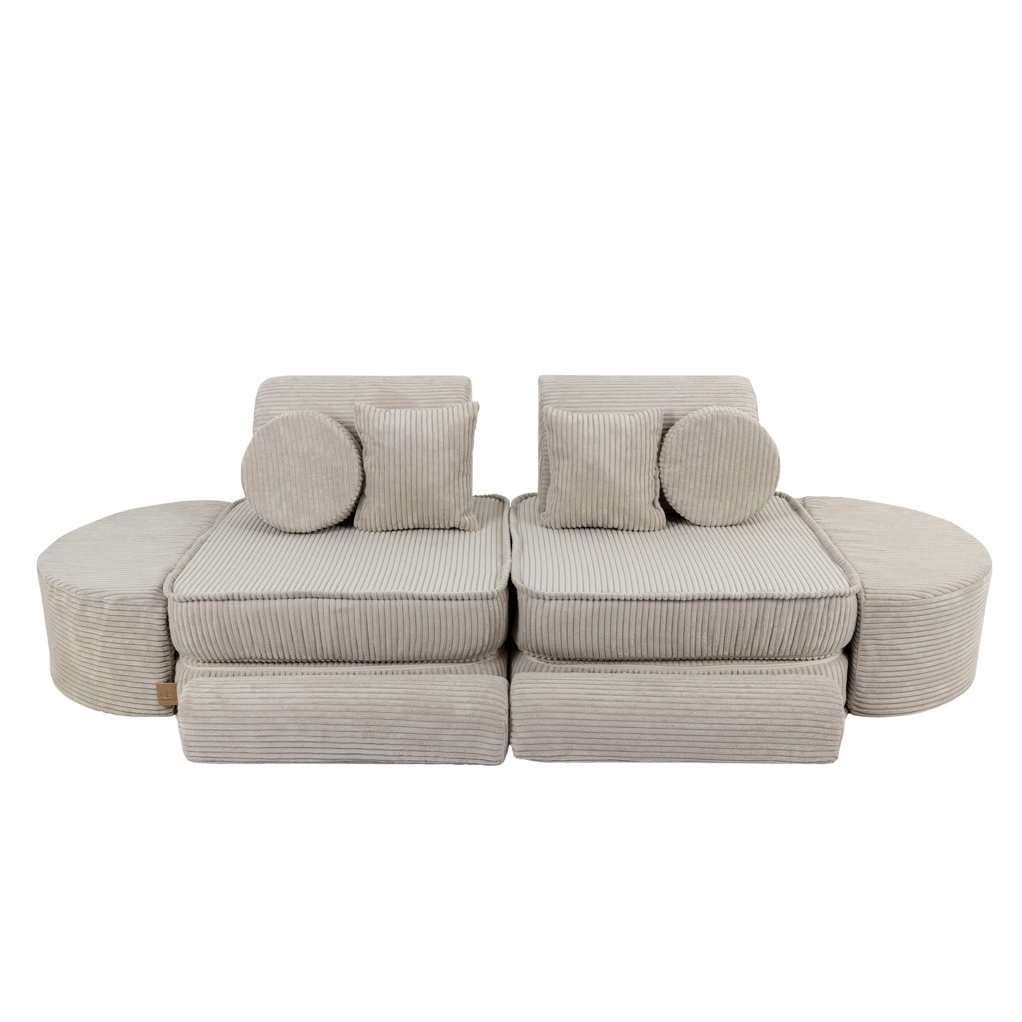 Vidutinė modulinė sofa vaikams, estetinio dizaino, ekru spalvos, papildytos komplektacijos