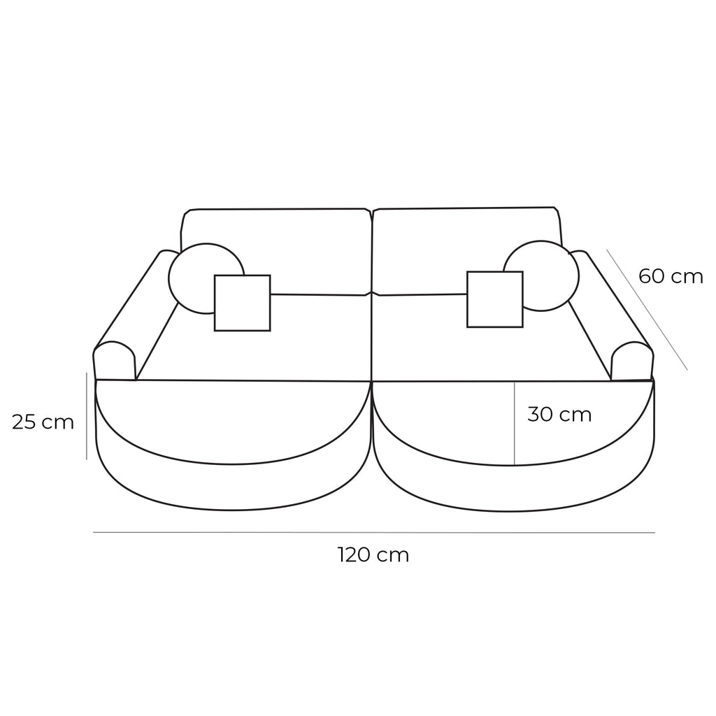Vidutinė modulinė sofa vaikams, estetinio dizaino, ekru spalvos, papildytos komplektacijos