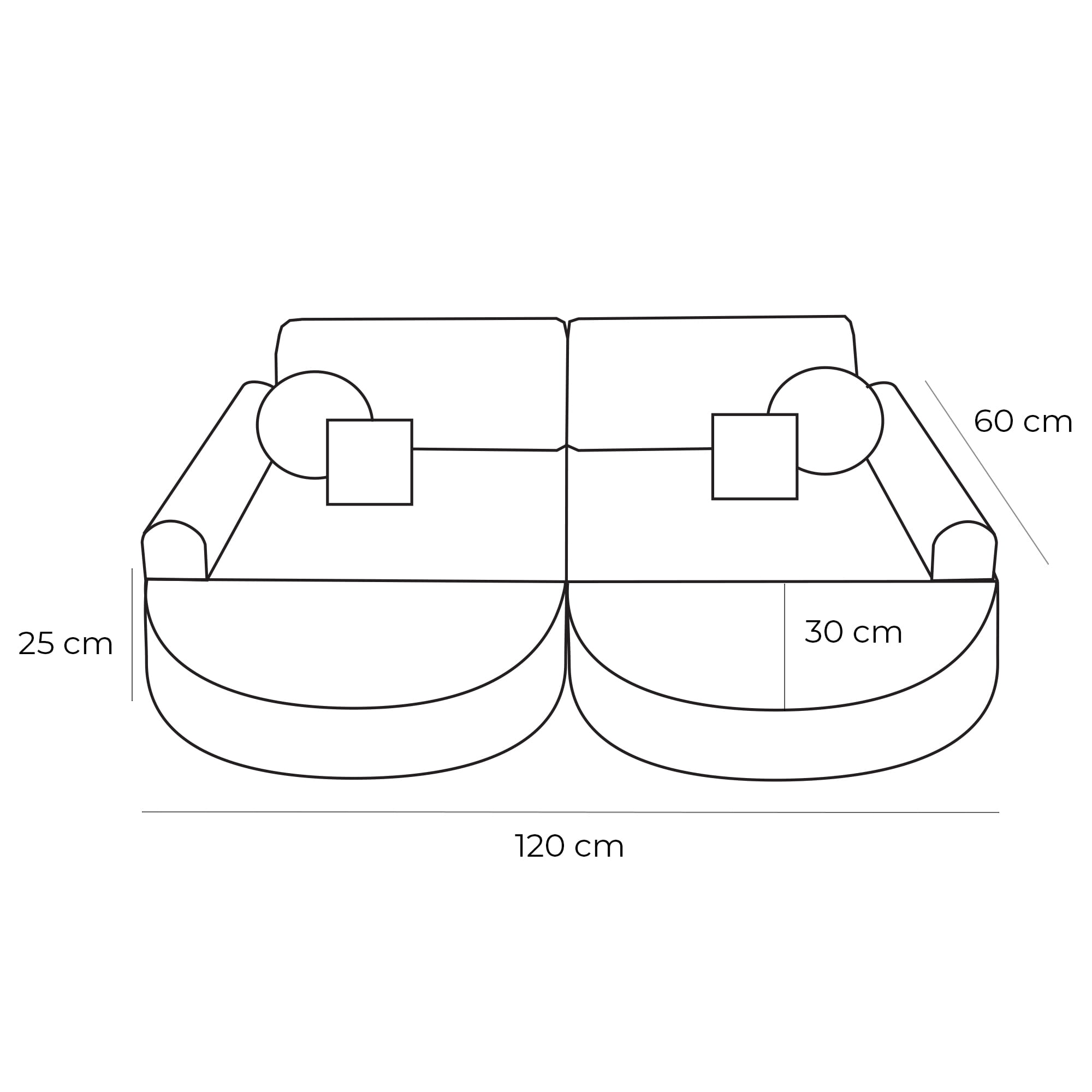 Vidutinė modulinė sofa vaikams, estetinio dizaino, ekru spalvos, papildytos komplektacijos