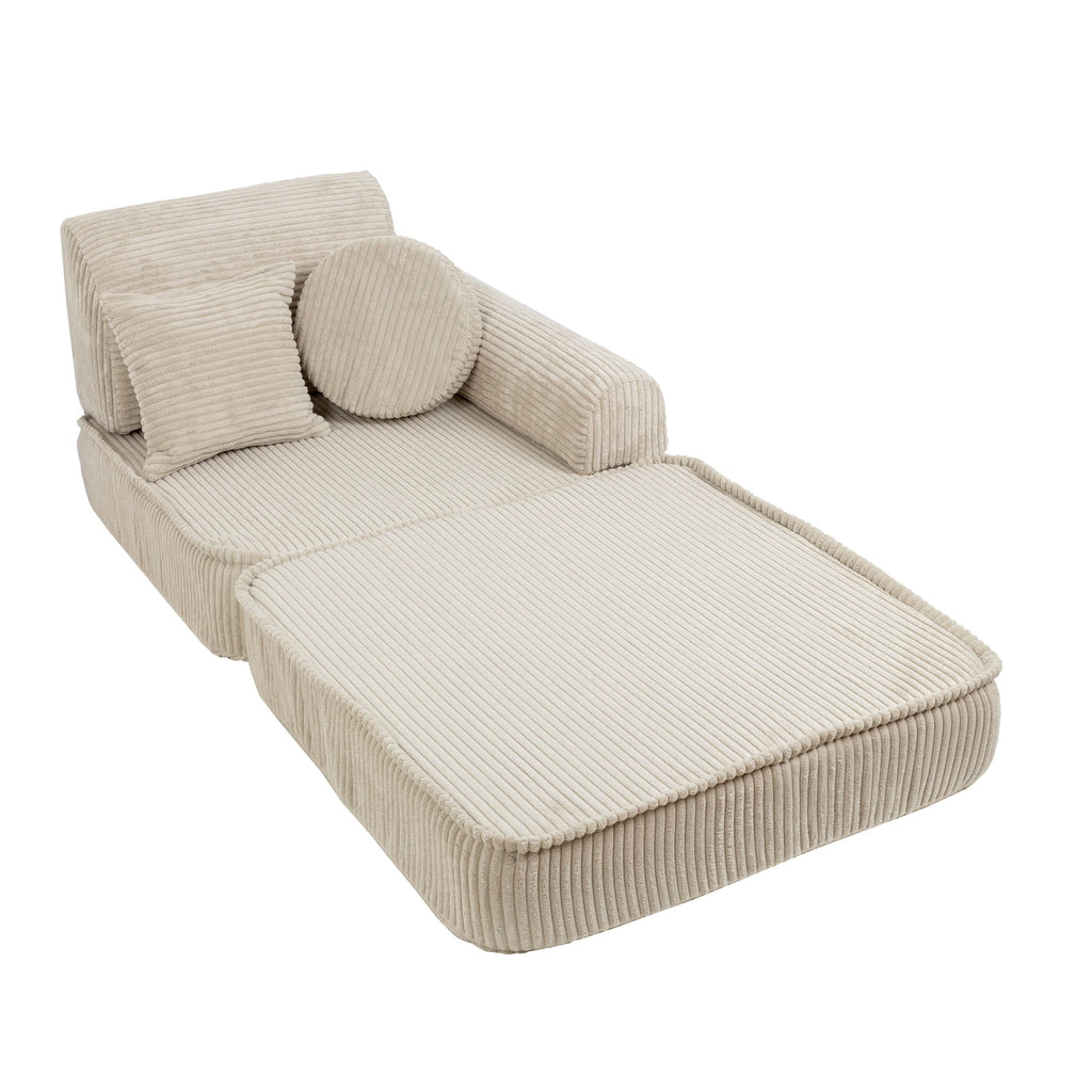 Vidutinė modulinė sofa vaikams, estetinio dizaino, ekru spalvos