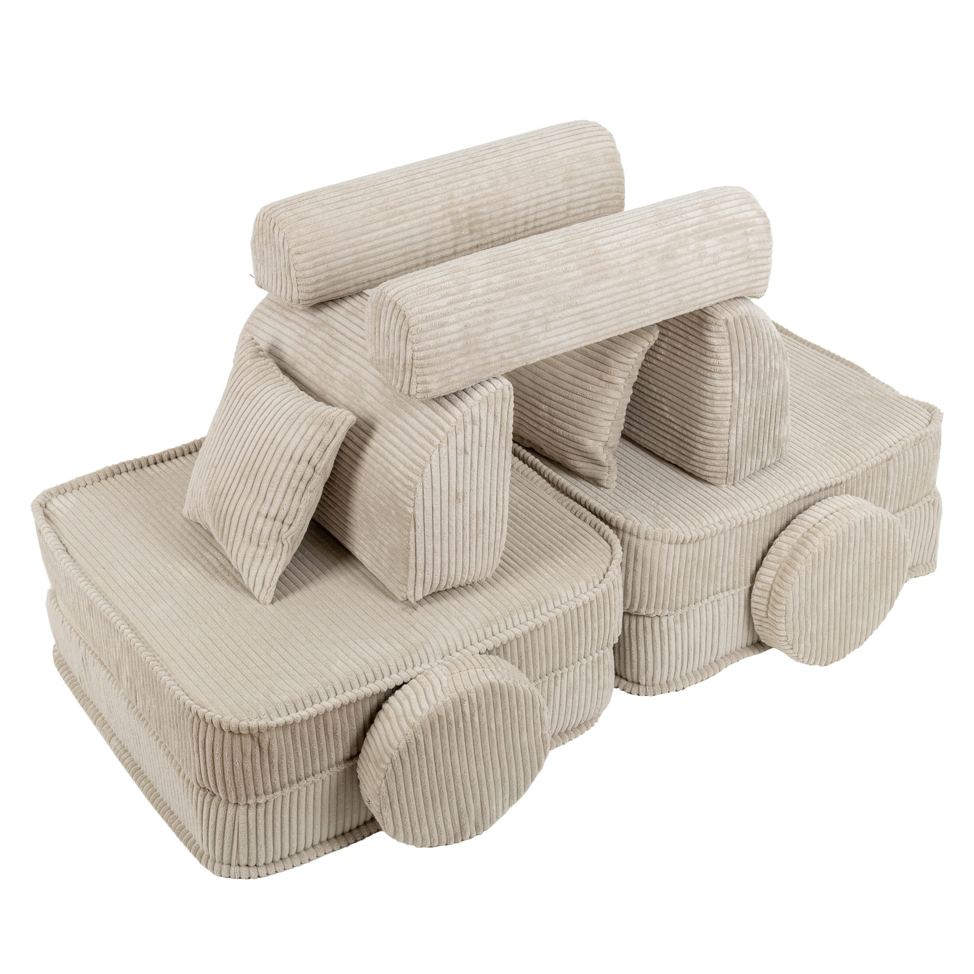 Vidutinė modulinė sofa vaikams, estetinio dizaino, ekru spalvos