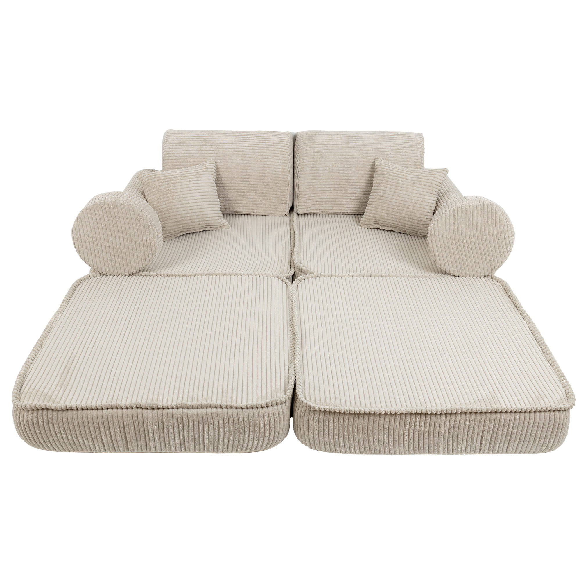 Vidutinė modulinė sofa vaikams, estetinio dizaino, ekru spalvos