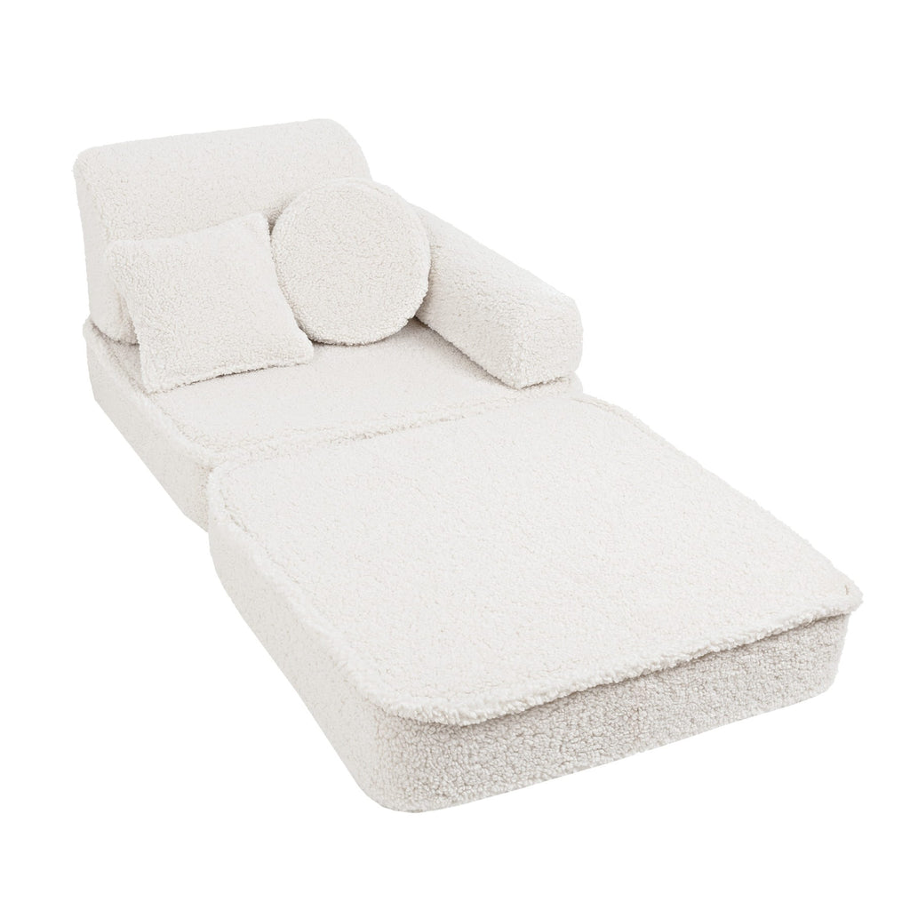 Vidutinė modulinė sofa vaikams, kreminė