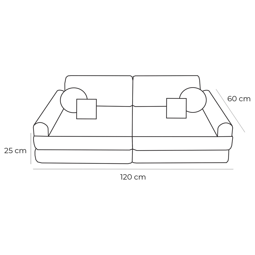 Vidutinė modulinė sofa vaikams, estetinio dizaino, turkio spalvos
