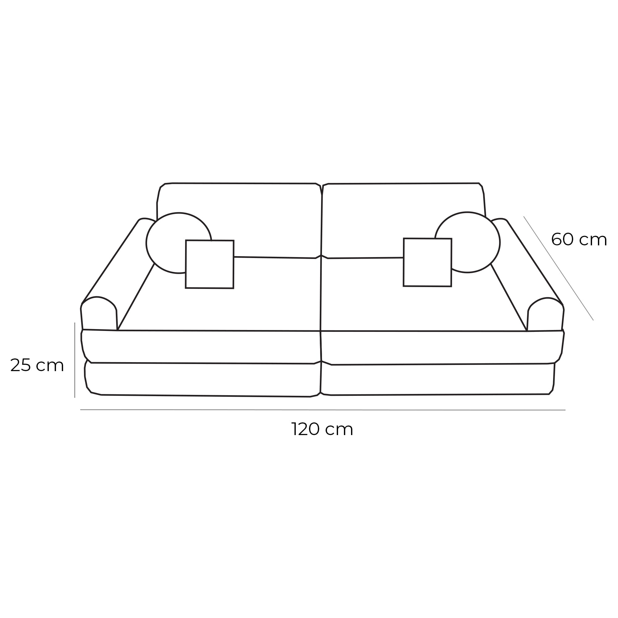 Vidutinė modulinė sofa vaikams, estetinio dizaino, ekru spalvos