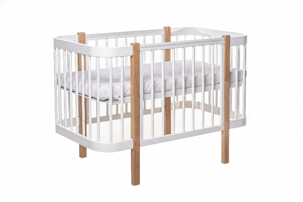 Baby Crib ELIN with Mattress - Natural/White