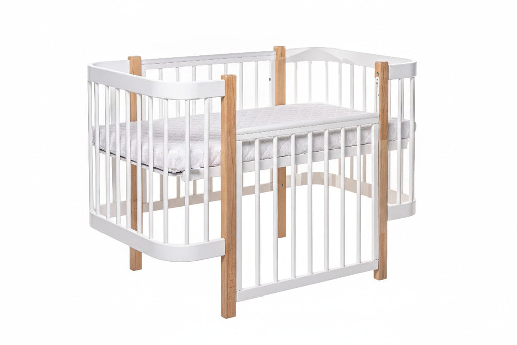 Baby Crib ELIN with Mattress - Natural/White