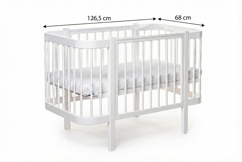 Baby Crib ELIN with Mattress - White
