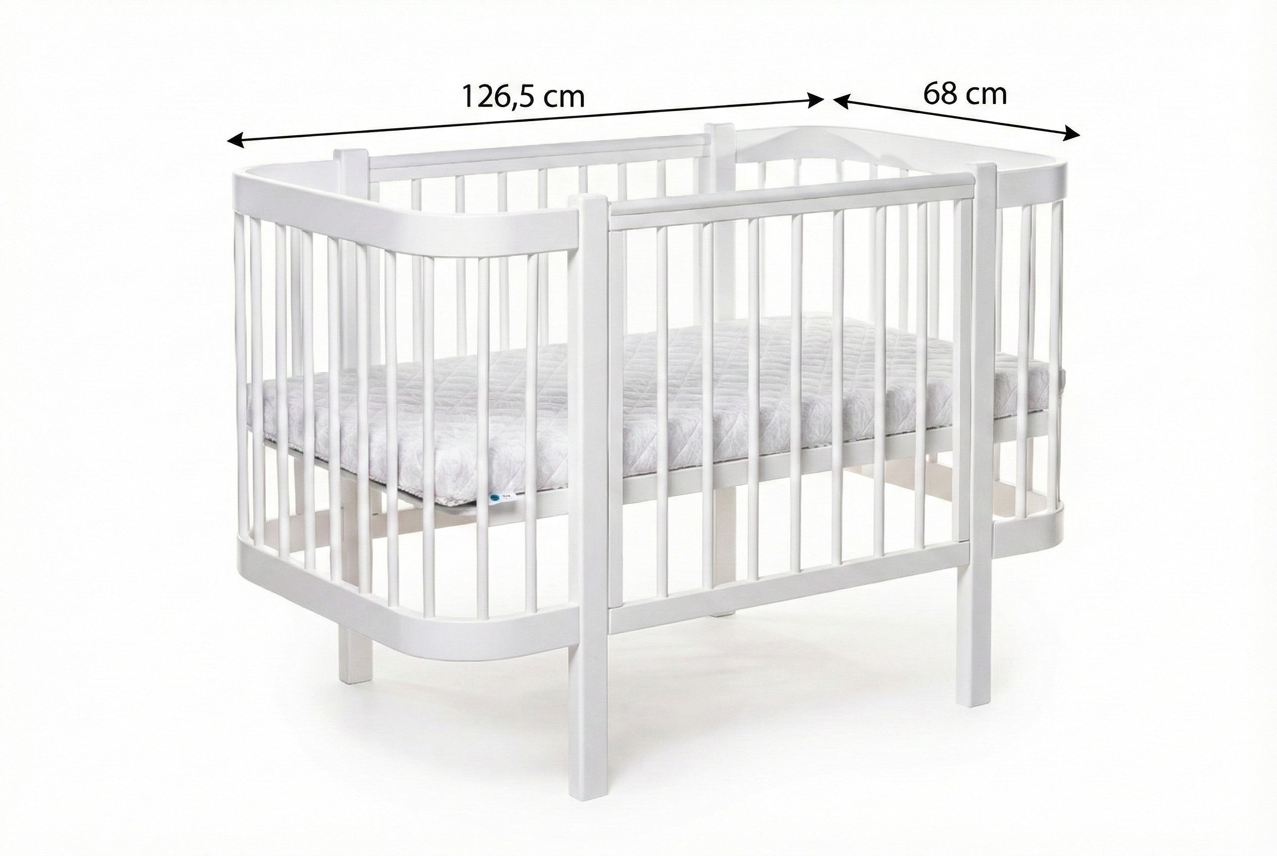 Baby Crib ELIN with Mattress - White