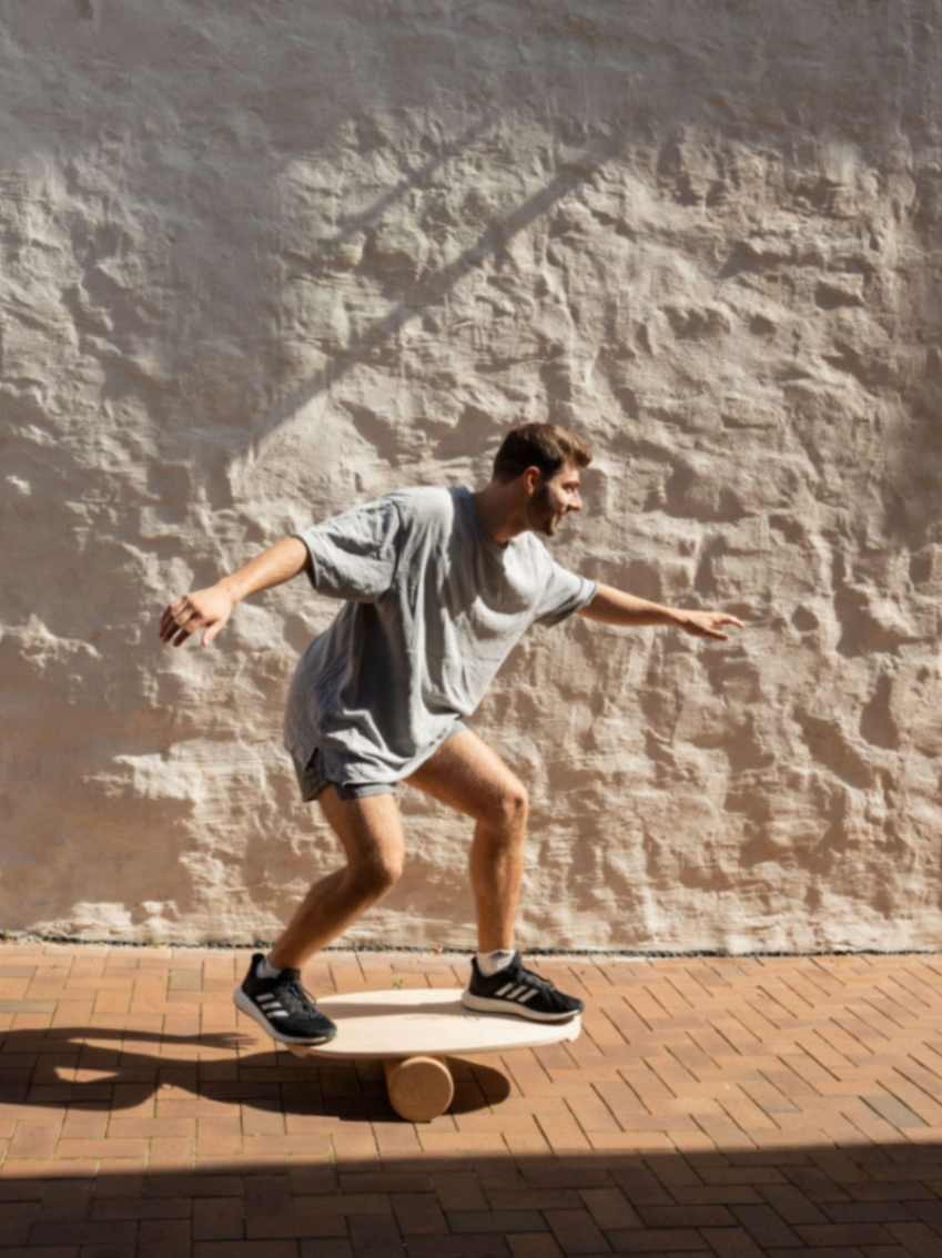 Apvali balansinė lenta su mankštos voleliu, be logotipo