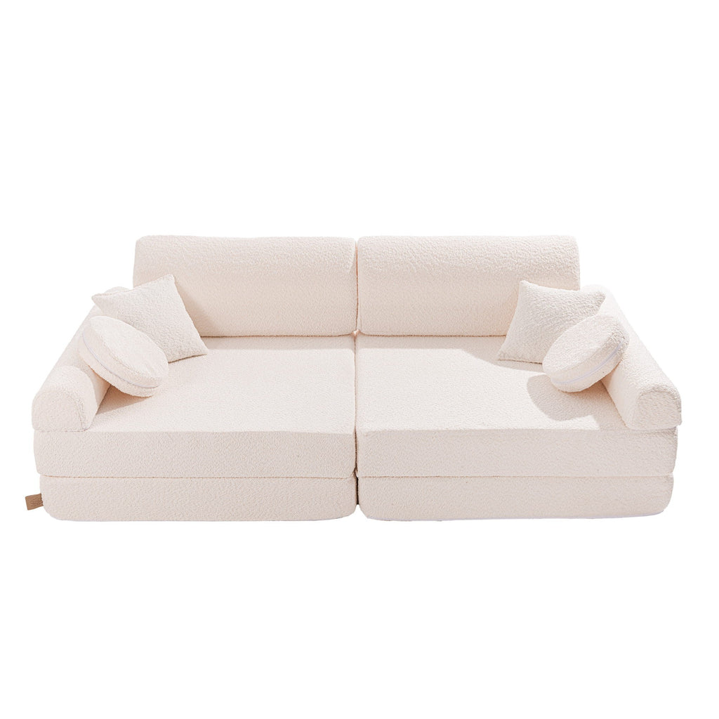 Didelė modulinė sofa vaikams „Premium Boucle“, balta