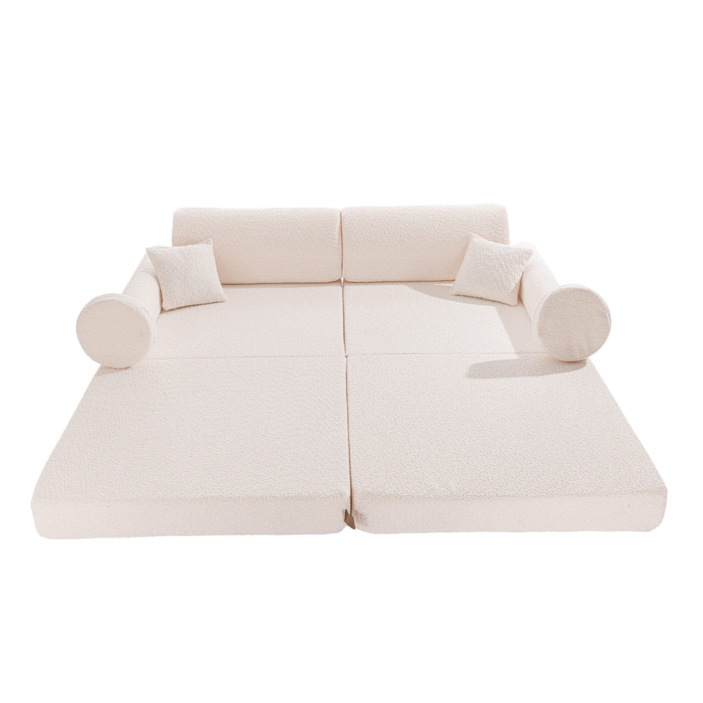 Didelė modulinė sofa vaikams „Premium Boucle“, balta
