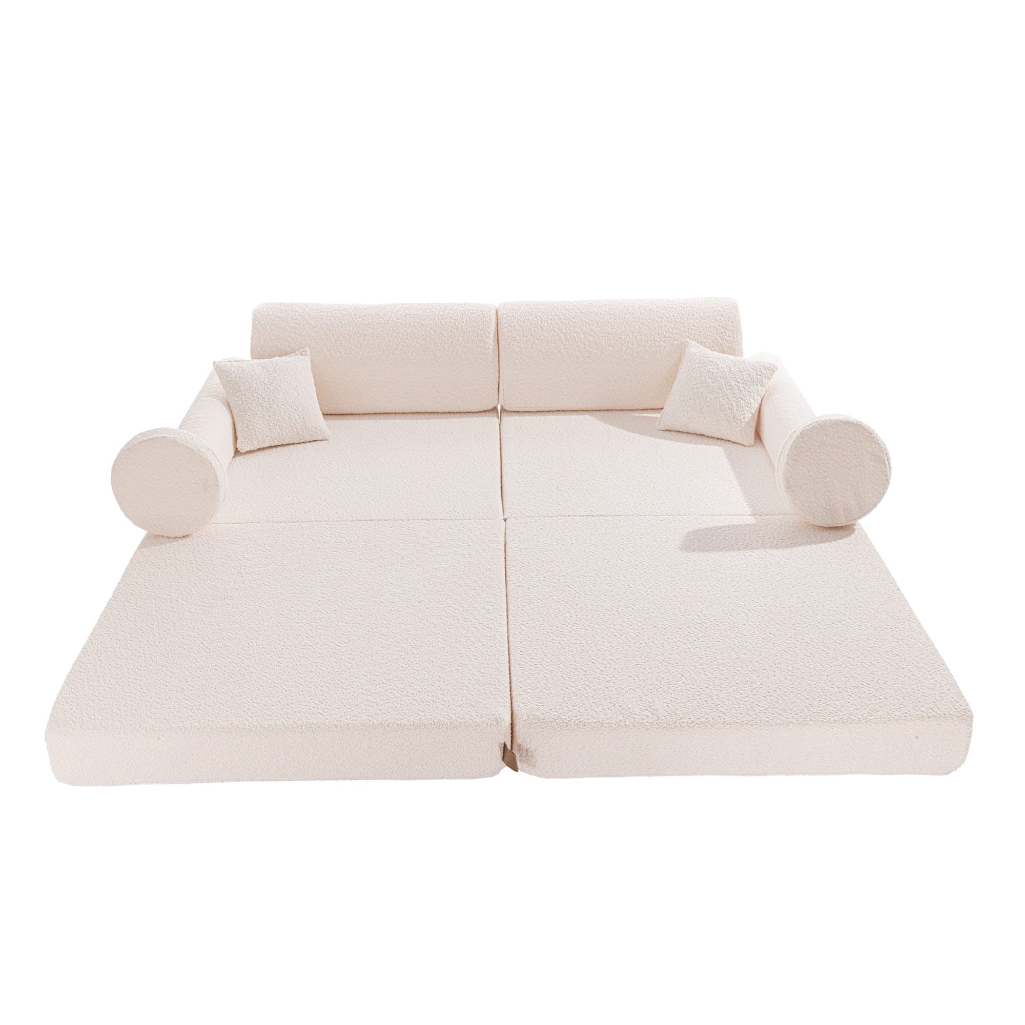 Didelė modulinė sofa vaikams „Premium Boucle“, balta
