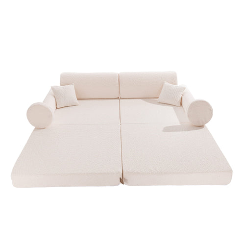 Didelė modulinė sofa vaikams „Premium Boucle“, balta