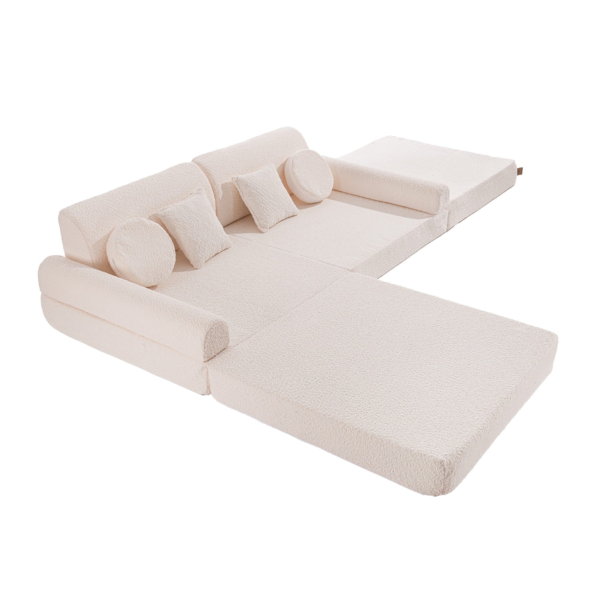 Didelė modulinė sofa vaikams „Premium Boucle“, balta