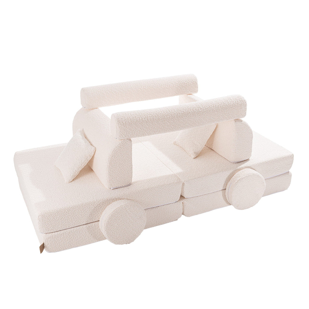 Didelė modulinė sofa vaikams „Premium Boucle“, balta