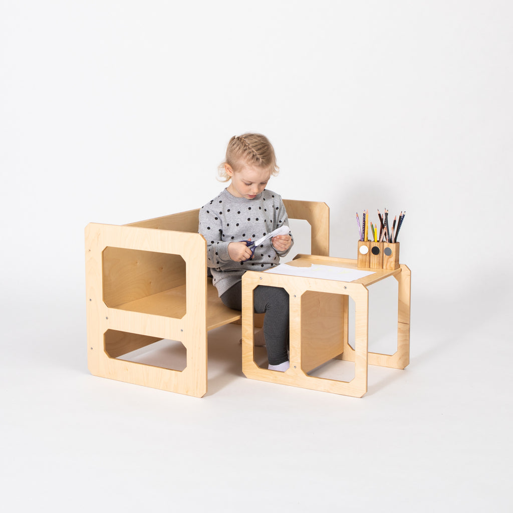Montessori pirmasis stalo ir kėdės rinkinys su 1 kėde