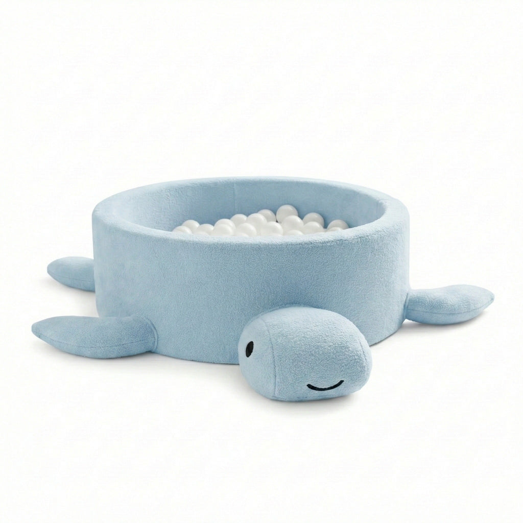 Putų kamuoliukų baseinas kūdikiams be kamuoliukų „Vėžliukas“, dulksvai ledinės mėlynos spalvos buklė