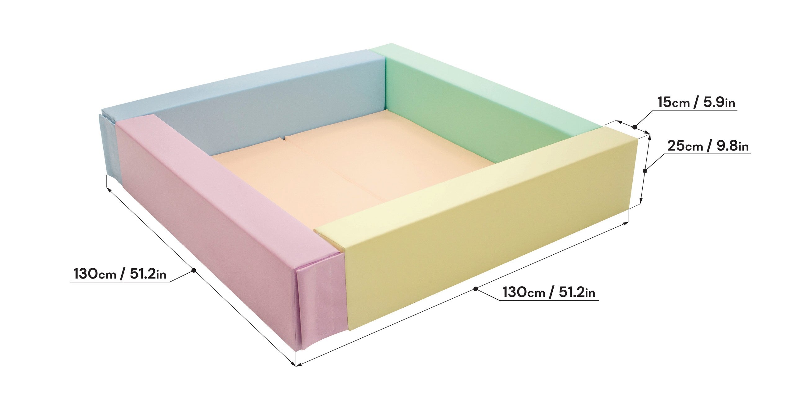 IGLU minkštas kamuoliukų baseinas 130 × 130 cm – šviesūs pasteliniai tonai
