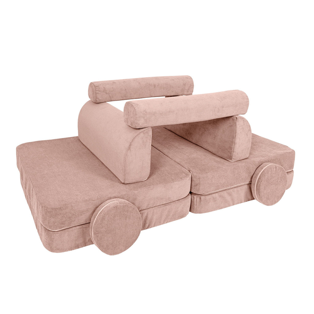 Didelė modulinė sofa vaikams „Slimcord Corduroy“, rožinė