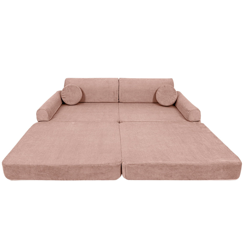 Didelė modulinė sofa vaikams „Slimcord Corduroy“, rožinė