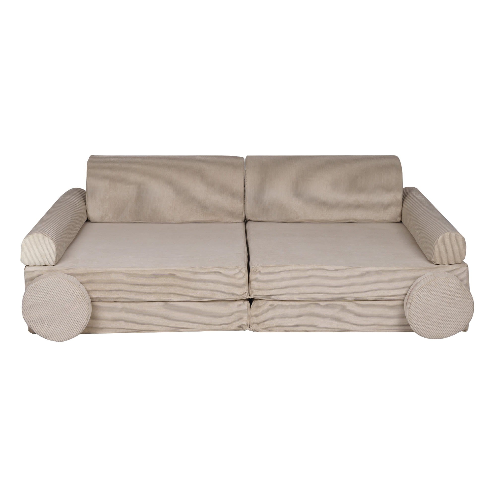 Didelė smulkaus kordurojaus sofa, ekru spalvos