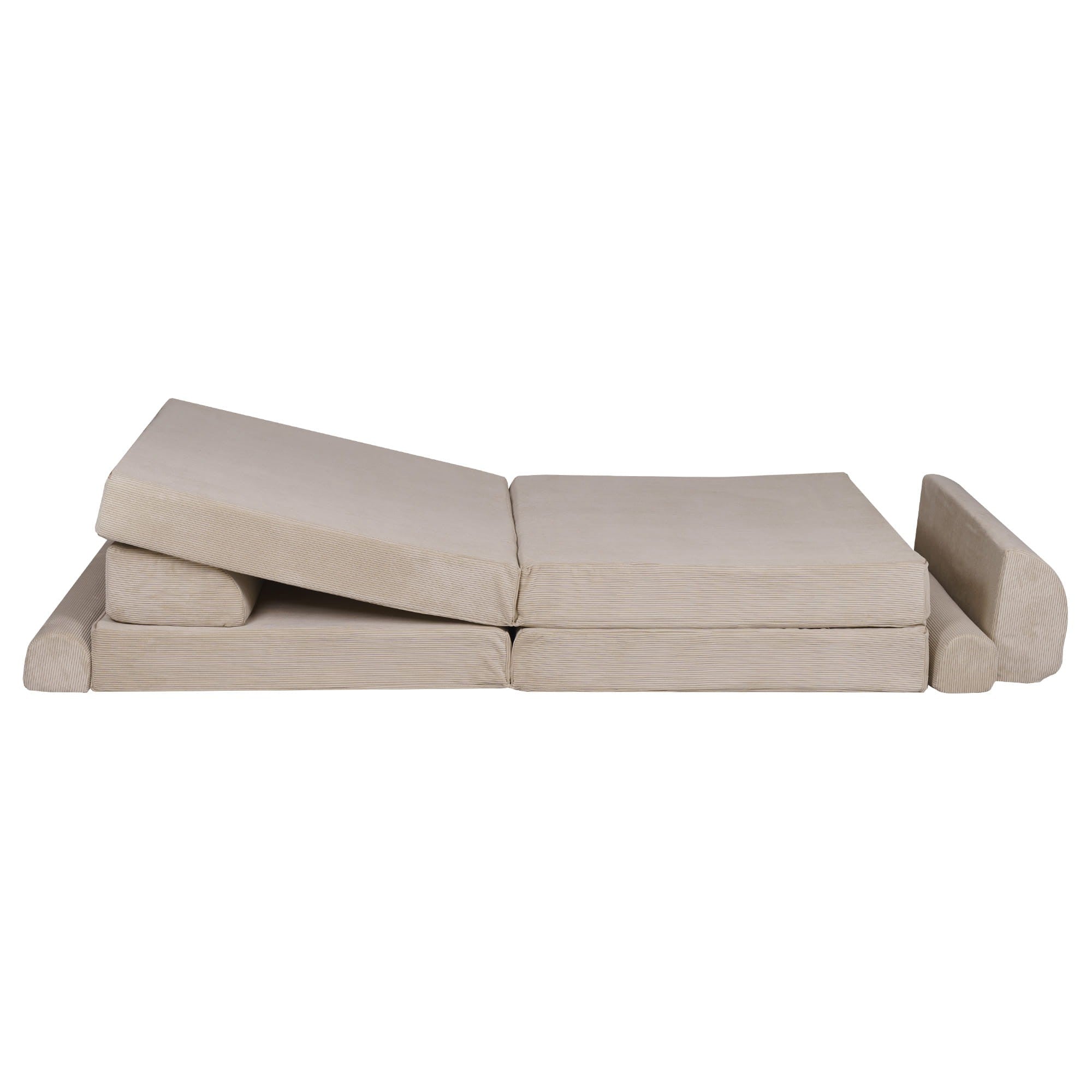 Didelė smulkaus kordurojaus sofa, ekru spalvos