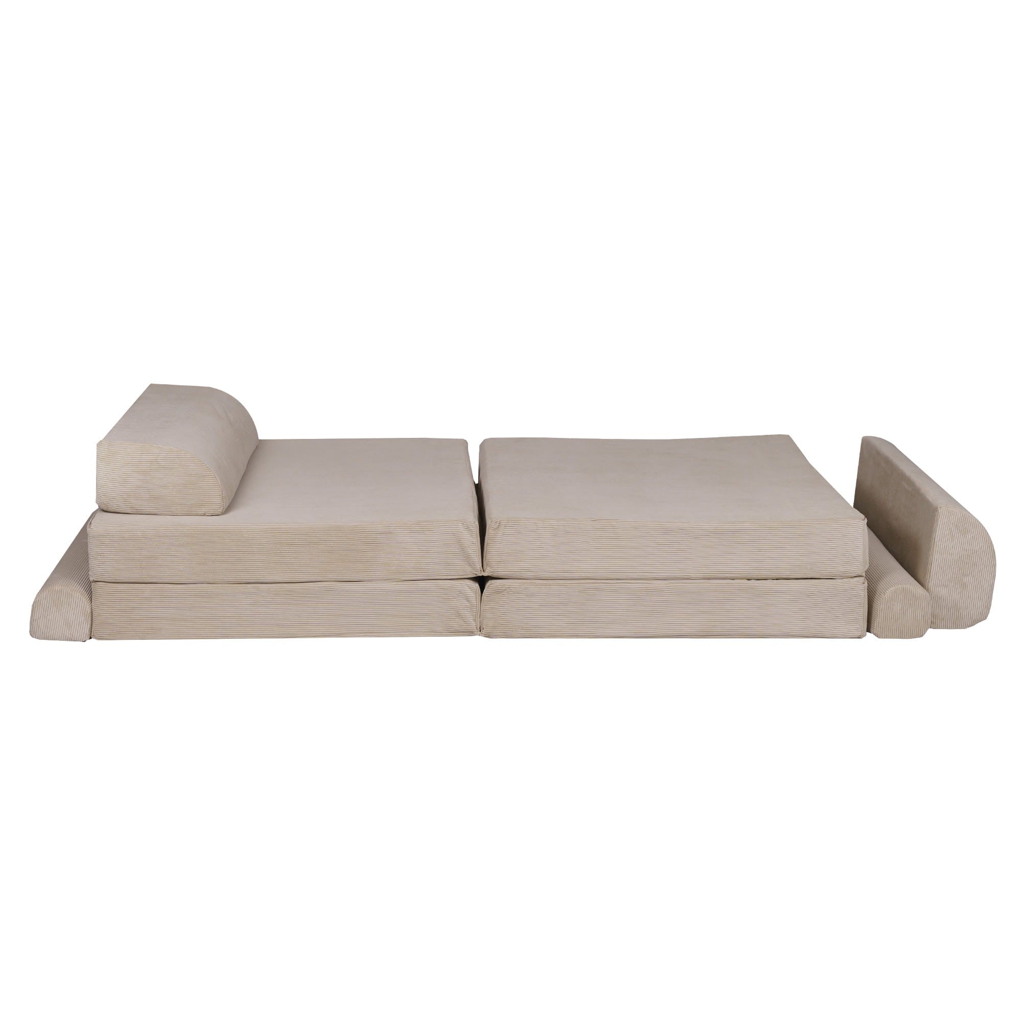 Didelė smulkaus kordurojaus sofa, ekru spalvos