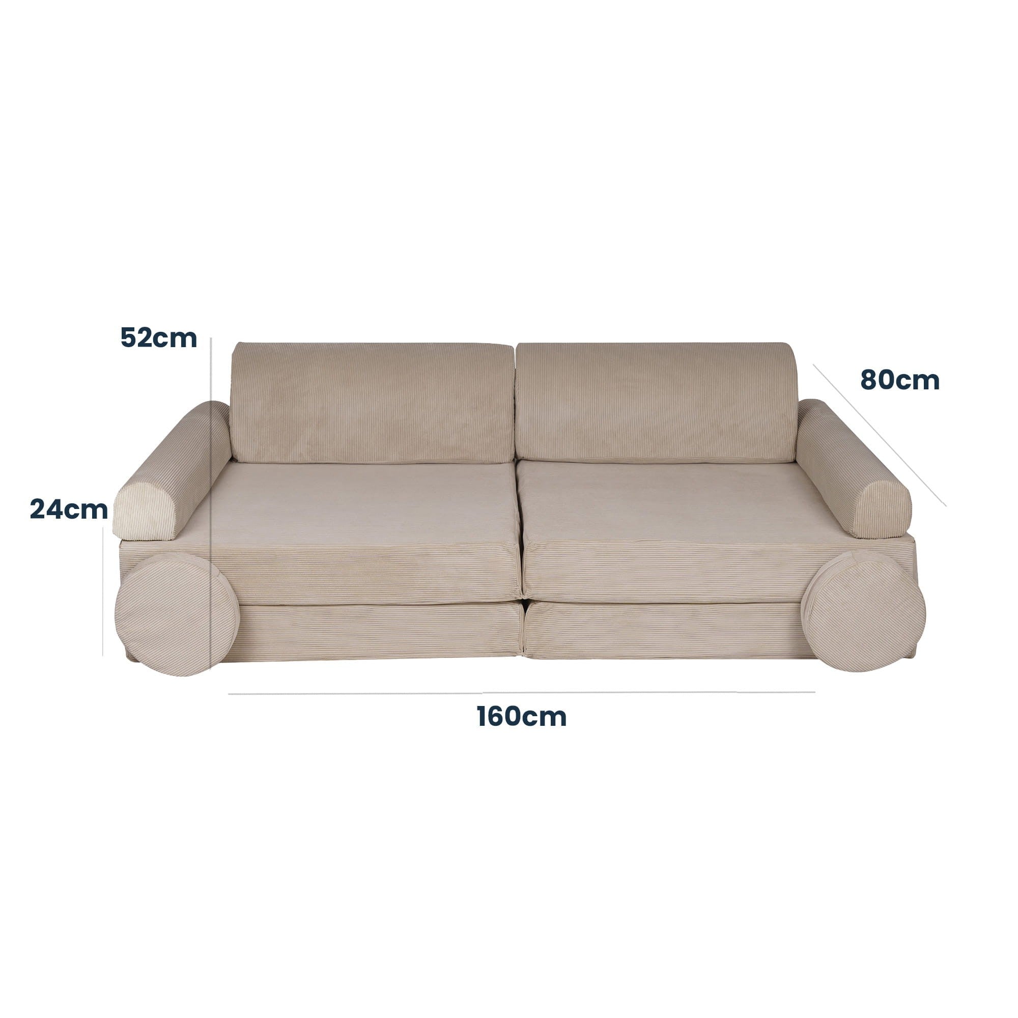 Didelė smulkaus kordurojaus sofa, ekru spalvos
