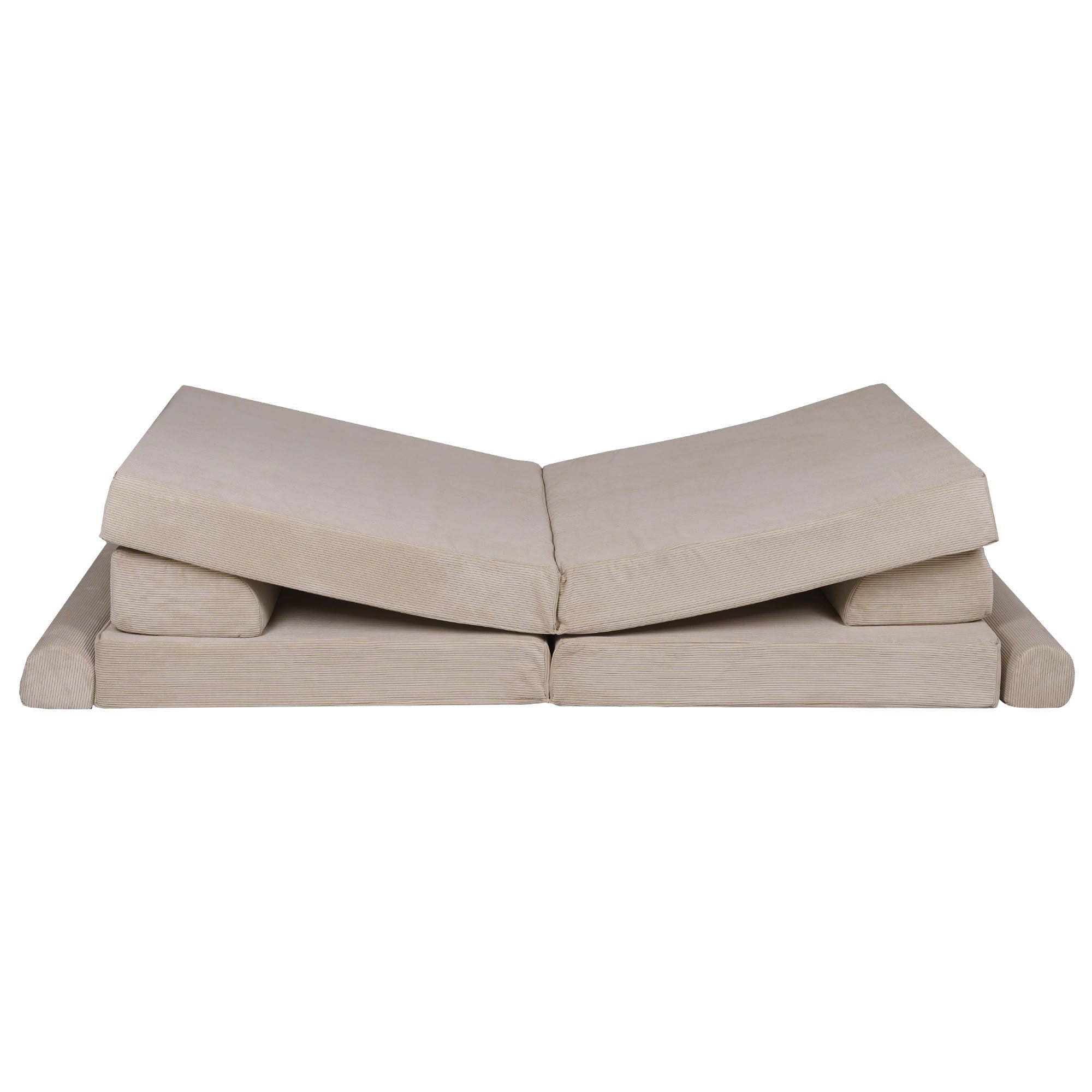 Didelė smulkaus kordurojaus sofa, ekru spalvos