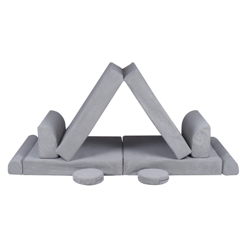 Didelė smulkaus kordurojaus sofa, pilka