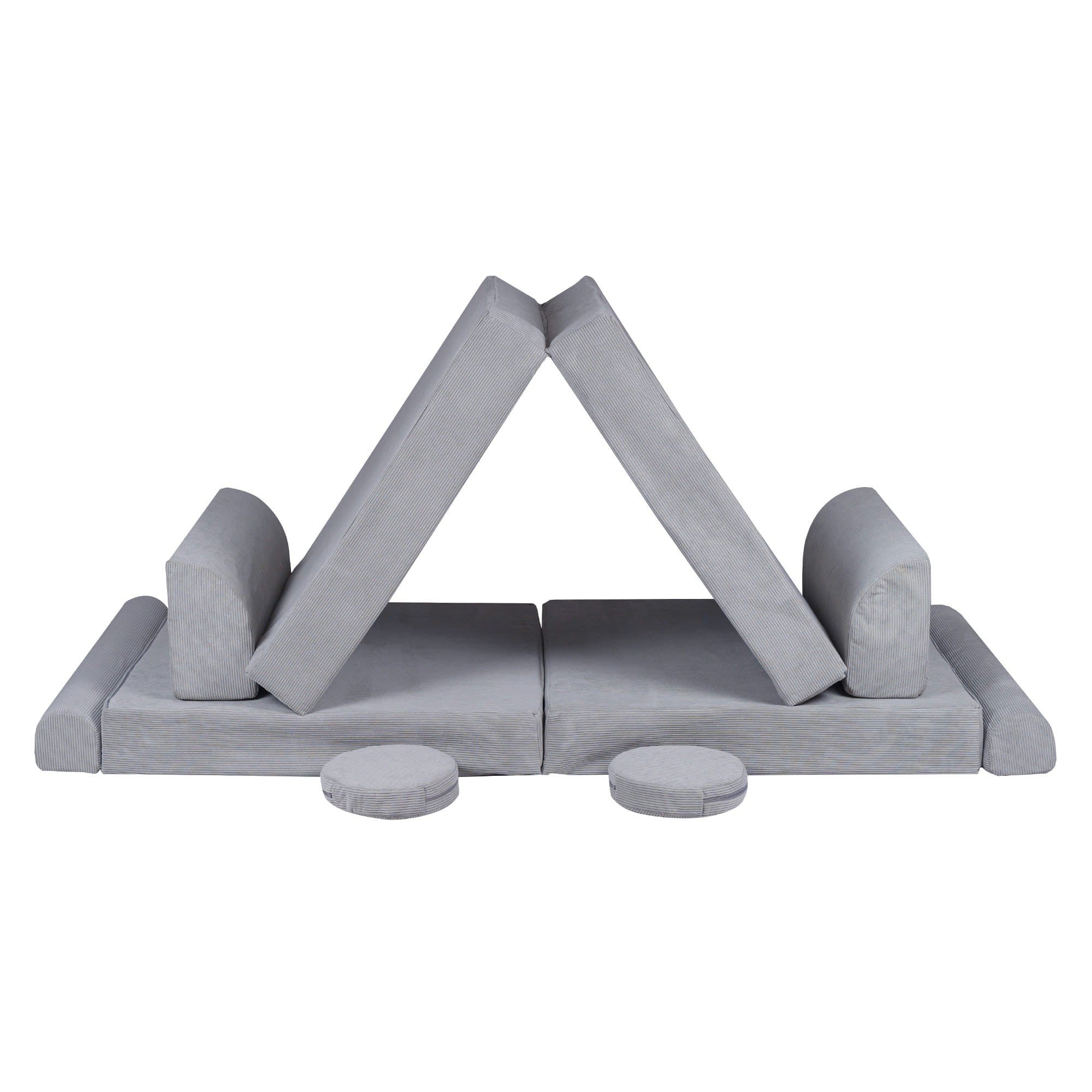 Didelė smulkaus kordurojaus sofa, pilka