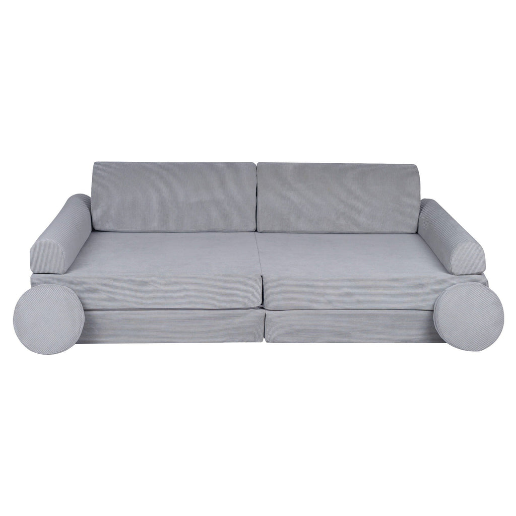 Didelė smulkaus kordurojaus sofa, pilka