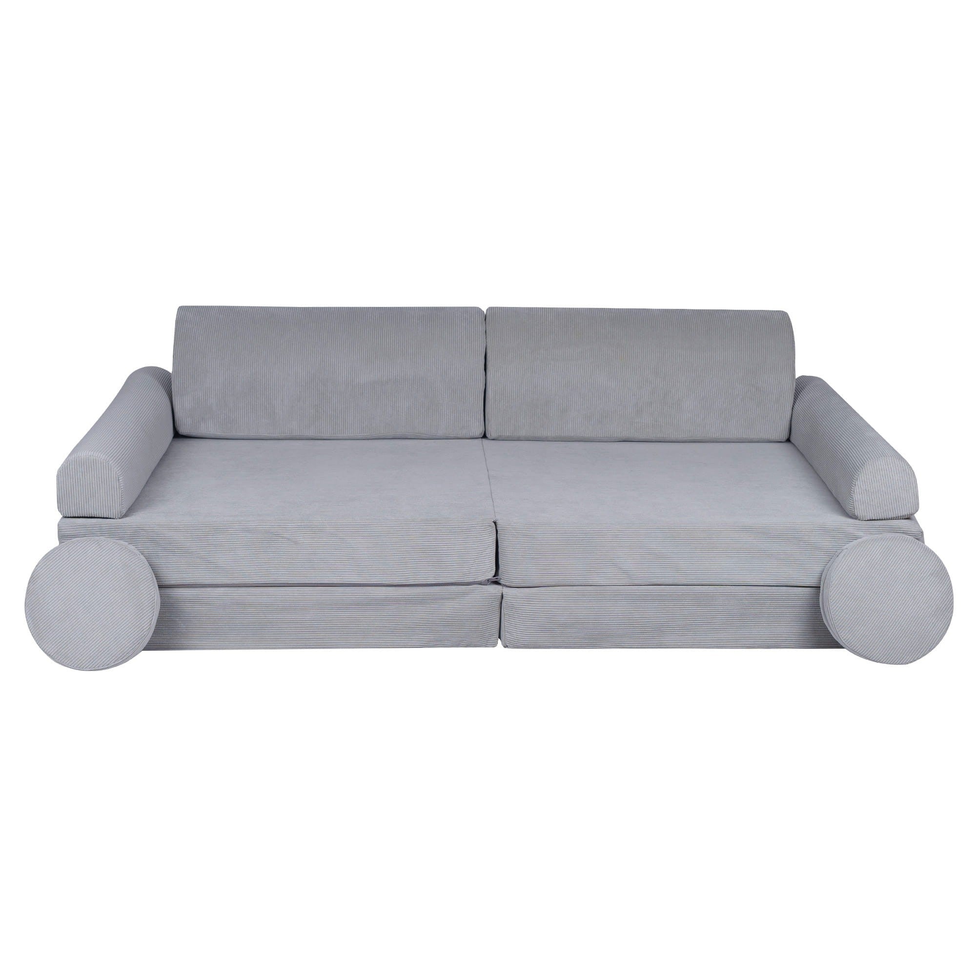 Didelė smulkaus kordurojaus sofa, pilka