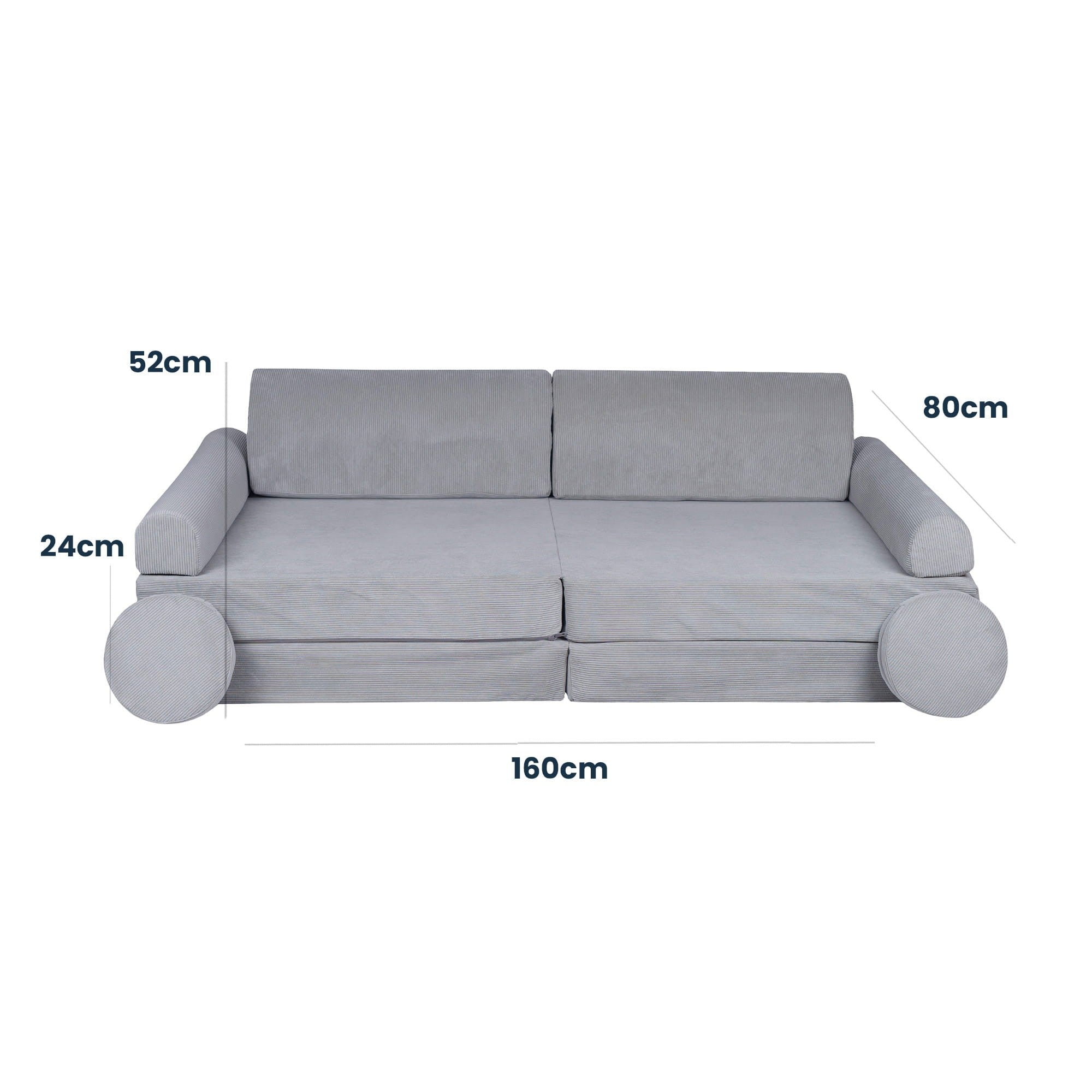Didelė smulkaus kordurojaus sofa, pilka
