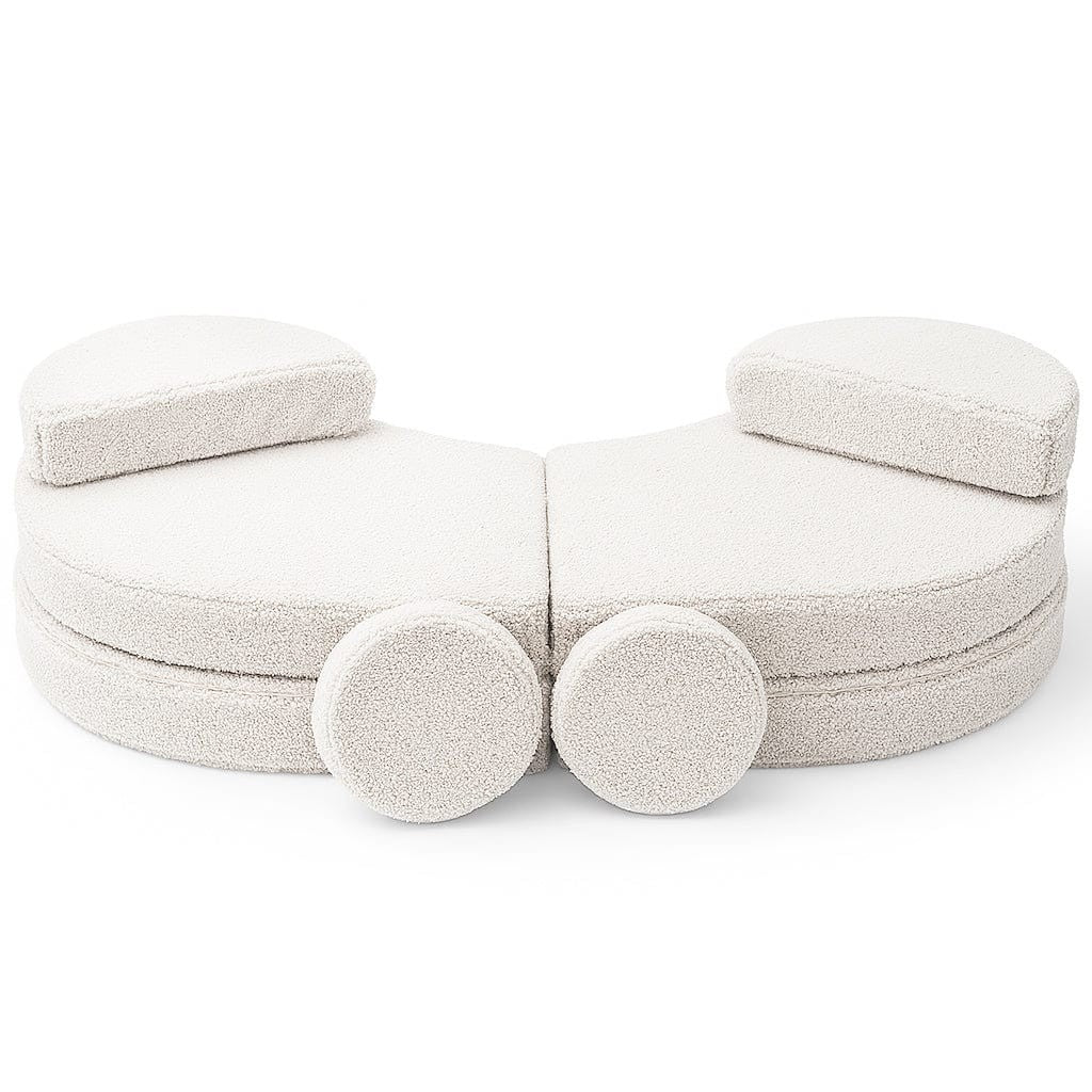 Modulinė sofa vaikams, 6 dalių, balkšva