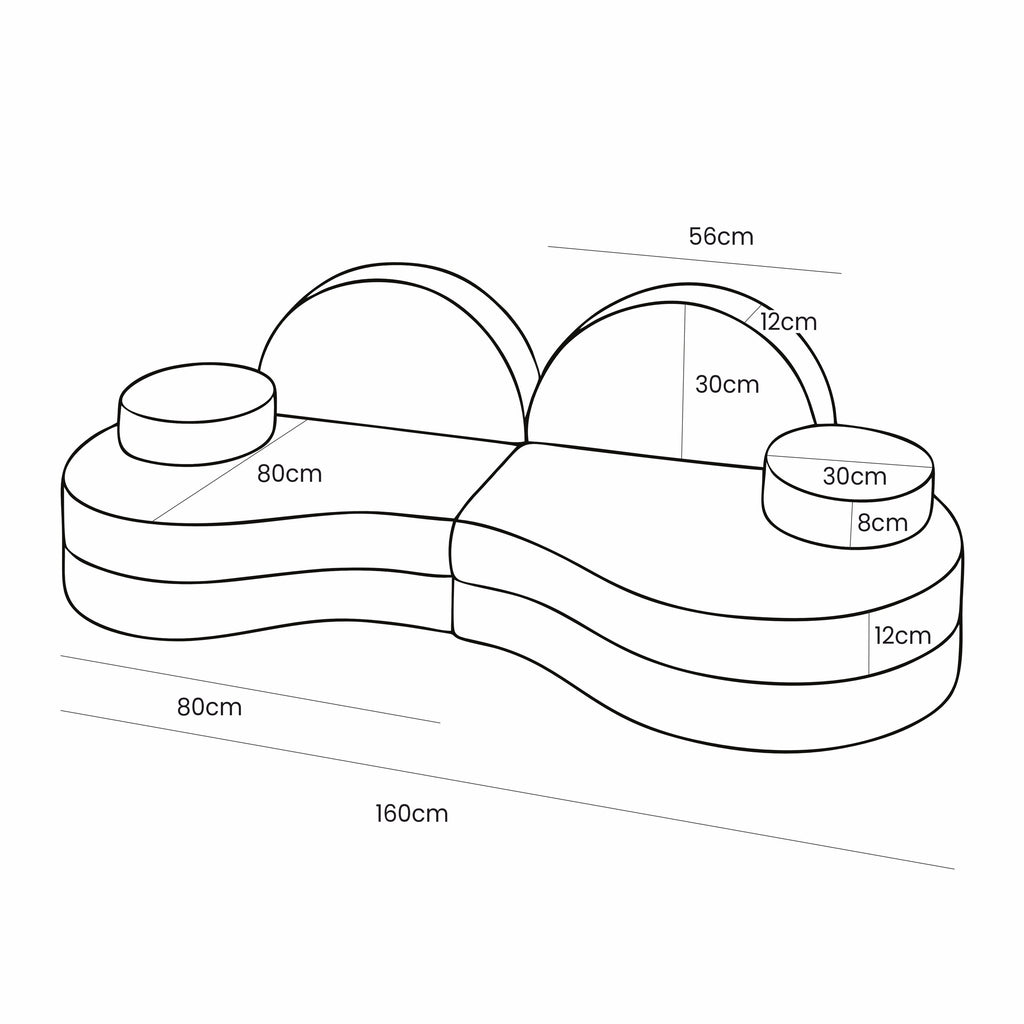 Modulinė sofa vaikams, 6 dalių, kreminė