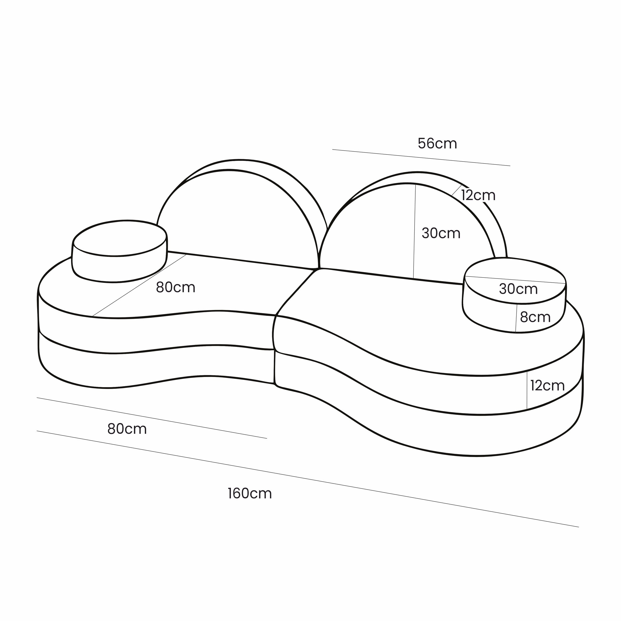 Modulinė sofa vaikams, 6 dalių, balkšva