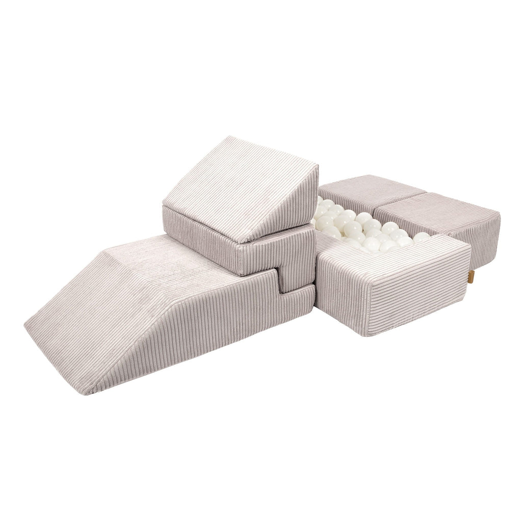 Minkšta aksominė modulinė sofa, ekru spalvos
