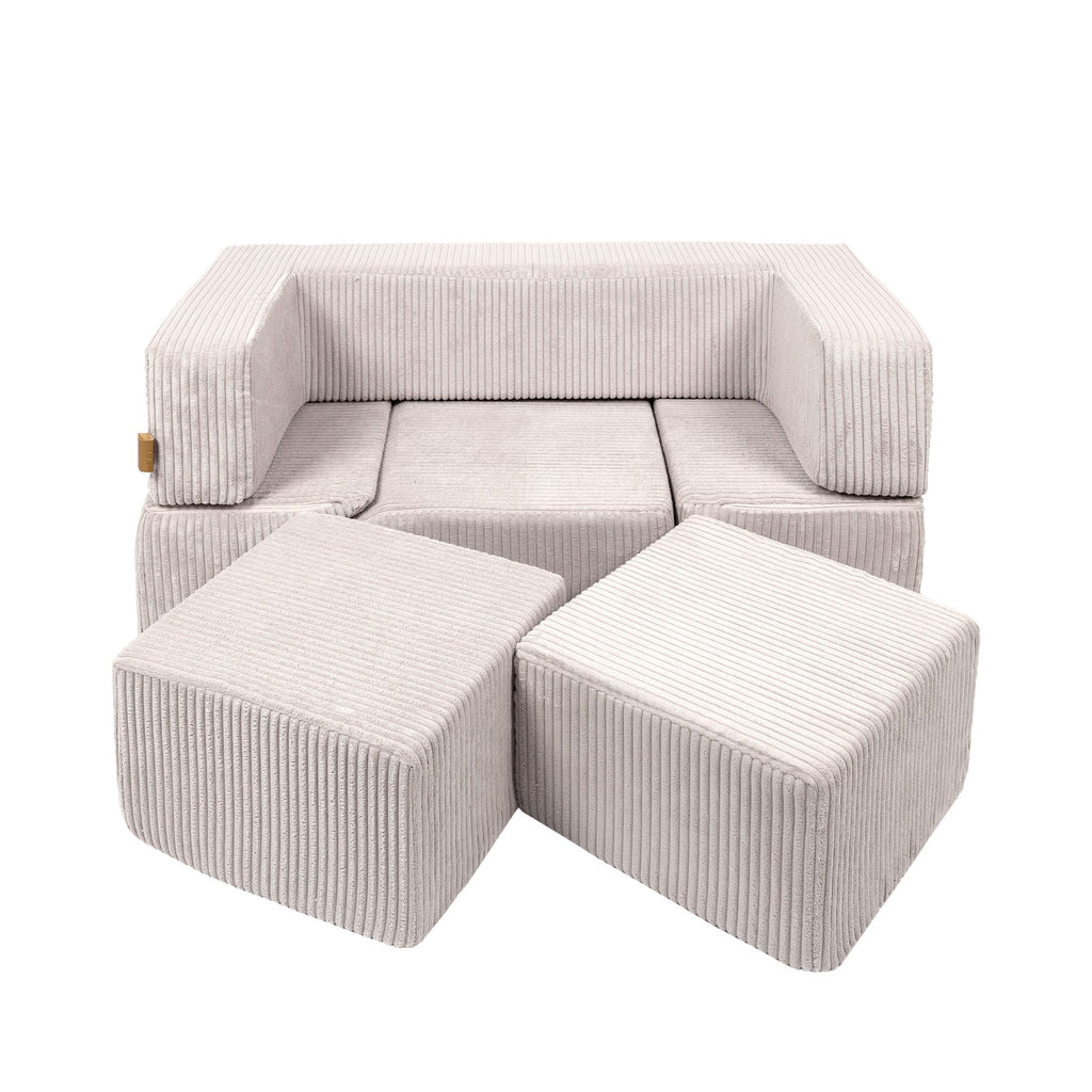Minkšta aksominė modulinė sofa, ekru spalvos