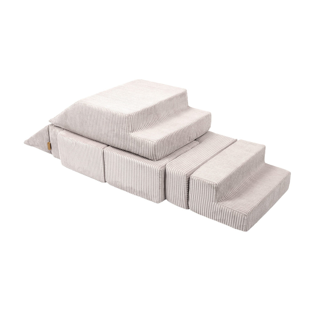 Minkšta aksominė modulinė sofa, ekru spalvos